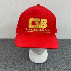CSB Community State Bank Baseball Hat Mens OSFA Red Gold Wool Blend Strapback
